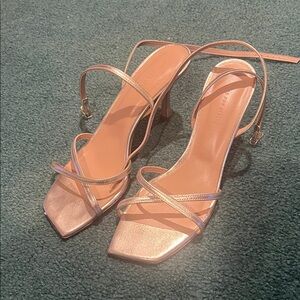 Italian leather gold ankle strap Heels